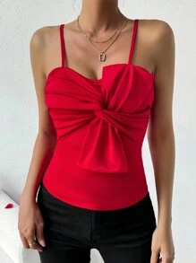 Chiquease 正面打結吊帶背心 - 紅色 - 查看 5