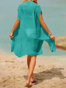 Swim Vcay Của phụ nữ Áo sơ mi Và Kimono Áo cánh - màu xanh lá - Xem 3