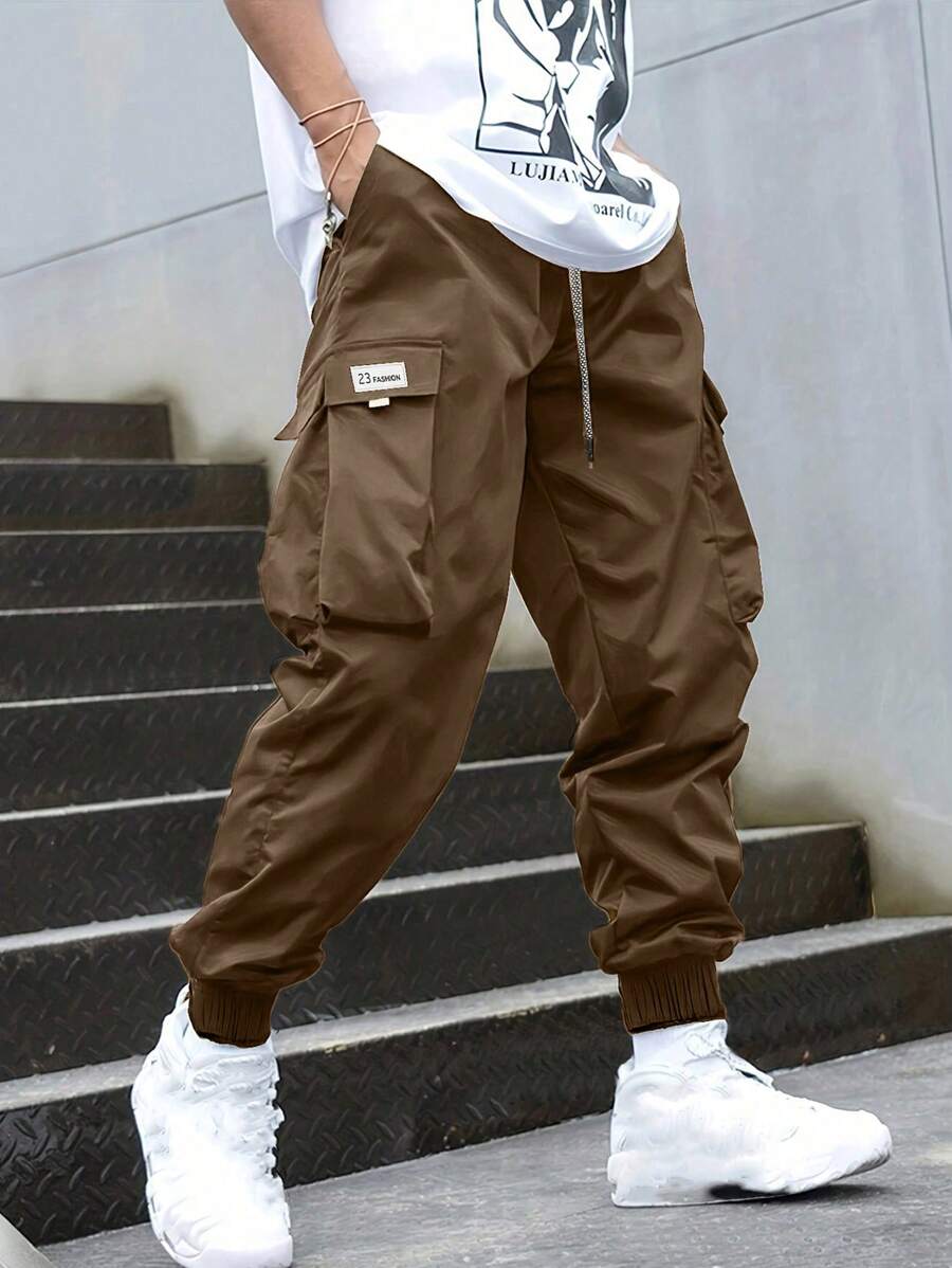 Manfinity LEGND Loose Plus Size Men's Cargo Pants - Brown - View 1