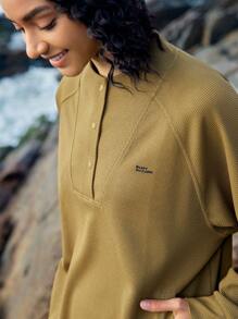 In My Nature Women's Raglan Long Sleeve Outdoor Sweatshirt With Letter Embroidery Design - Coffee Brown - View 6