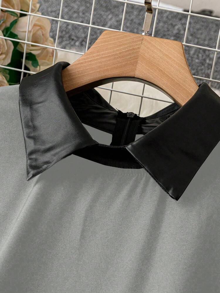 Women'S Color Block Patchwork Fabric Dress Fall Cloth For Women