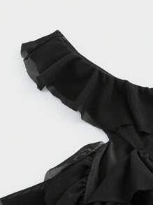 SHEIN MOD Women'S One Shoulder Lace Top,Flamenco Dress