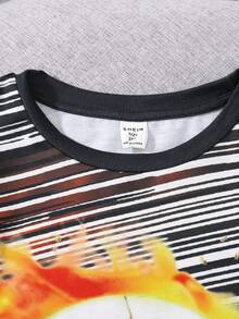 SHEIN Con trai Lỏng lẻo phù hợp Thể thao Vòng cổ In Ngắn tay Áo thun - Nhiều màu - Xem 9