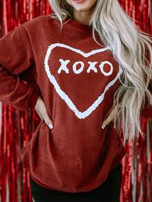 Xoxo與心形印花拉襟袖套衫 - 彩色 - 查看 5