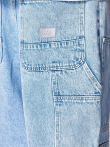 SUMWON Quần jean rộng thùng thình thợ mộc - Màu xanh lam - Xem 6