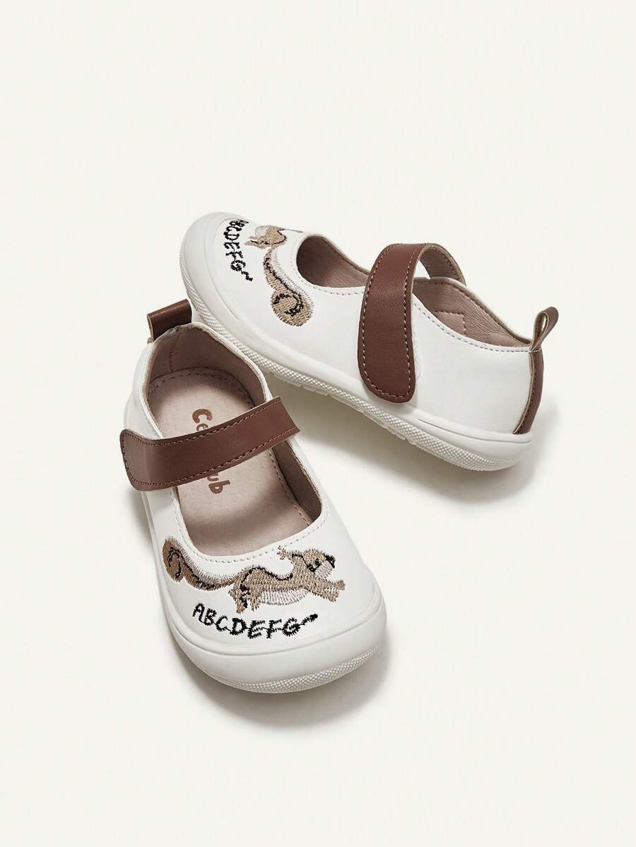 Lindo Y Divertido Zapatos De Bebé Mary Jane Bordados Con Patrón De Zorro