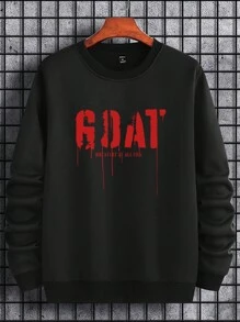 Manfinity Homme Men's Letter Pattern Drop Shoulder Sweatshirt - Black - View 5