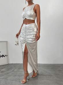 EURMUSE Women'S Sequin Two-Piece Set - Silver - View 4