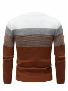 男士條紋撞色毛衣 - 彩色 - 查看 2
