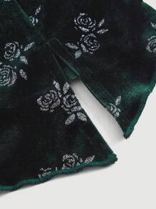 SHEIN MOD Women's Floral Printed Side Split Tube Top - Dark Green - View 4