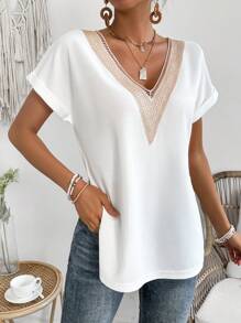 SHEIN LUNE Women's Bat Short Sleeve T-Shirt - White - View 4