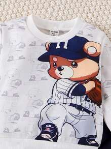 Baby Boys' Cartoon Printed Sweatshirt And Sweatpants Set - Multicolor - View 3