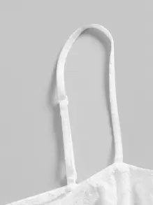 SHEIN MOD Women's White Lace-Up Lace Camisole Tank Top - White - View 3