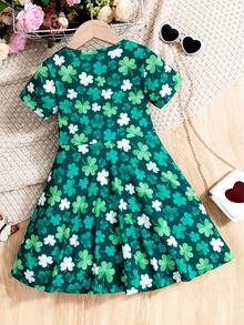 SHEIN 少女聖派屈克節幸運三葉草連衣裙 - 彩色 - 查看 2