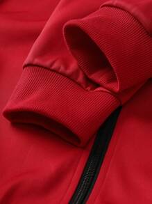 Chaqueta de manga larga para hombre estilo rave, nueva chaqueta deportiva de primavera y otoño, casual para exteriores y correr, con cremallera retro de estilo europeo y americano, con estampado de "Money First Prayer", adecuada para uso casual, deportes, correr y actividades al aire libre - Rojo - Ver 7