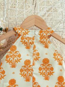 Baby Girl Printed Halterneck Top And Pants Suit - Multicolor - View 6