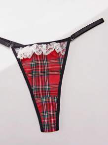 Ladies' Sexy Lace Spliced Grid Pattern Lingerie Set (Valentine'S Day Edition)