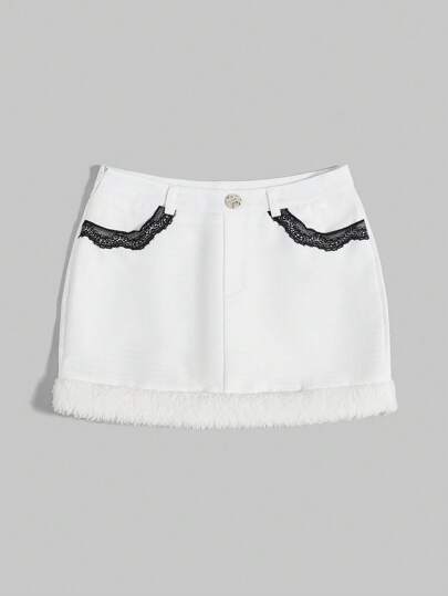 Kawaii Gonna Con Bordo In Pizzo E Orlo Peloso