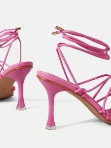 SheIn ICON 女士高跟涼鞋 - 粉色 - 查看 5