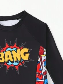 男孩卡通印花泳衣運動兩件套 - 彩色 - 查看 4