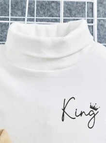 Boys' Casual And Comfortable English Pattern High-Neck Knitted Long-Sleeved T-Shirt - Multicolor - View 4