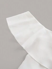 SHEIN MOD Plus Size Women's One Shoulder Ruffle Embellished Top - White - View 4