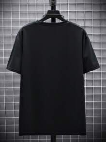 Camiseta de manga corta con estampado de gato tocando la guitarra para hombre