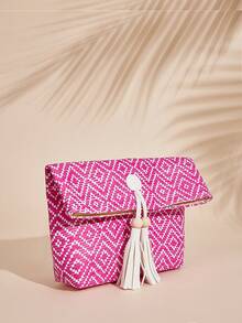 SHEIN VCAY 女式流蘇手拿包,波西米亞風格,適用於夏季旅行、渡假、海灘派對和音樂節 - 彩色 - 查看 3