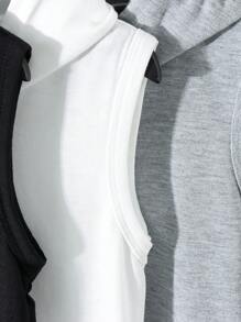 SHEIN 3Pcs/Set Kids Casual Black/White/Gray Getaway, Holiday, Travel, Relax, Sunbathing Summer Tank Top Sets