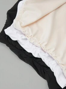 EMERY ROSE 3pcs Quý cô Màu thuần Xếp li Ống ngọn - Nhiều màu - Xem 5