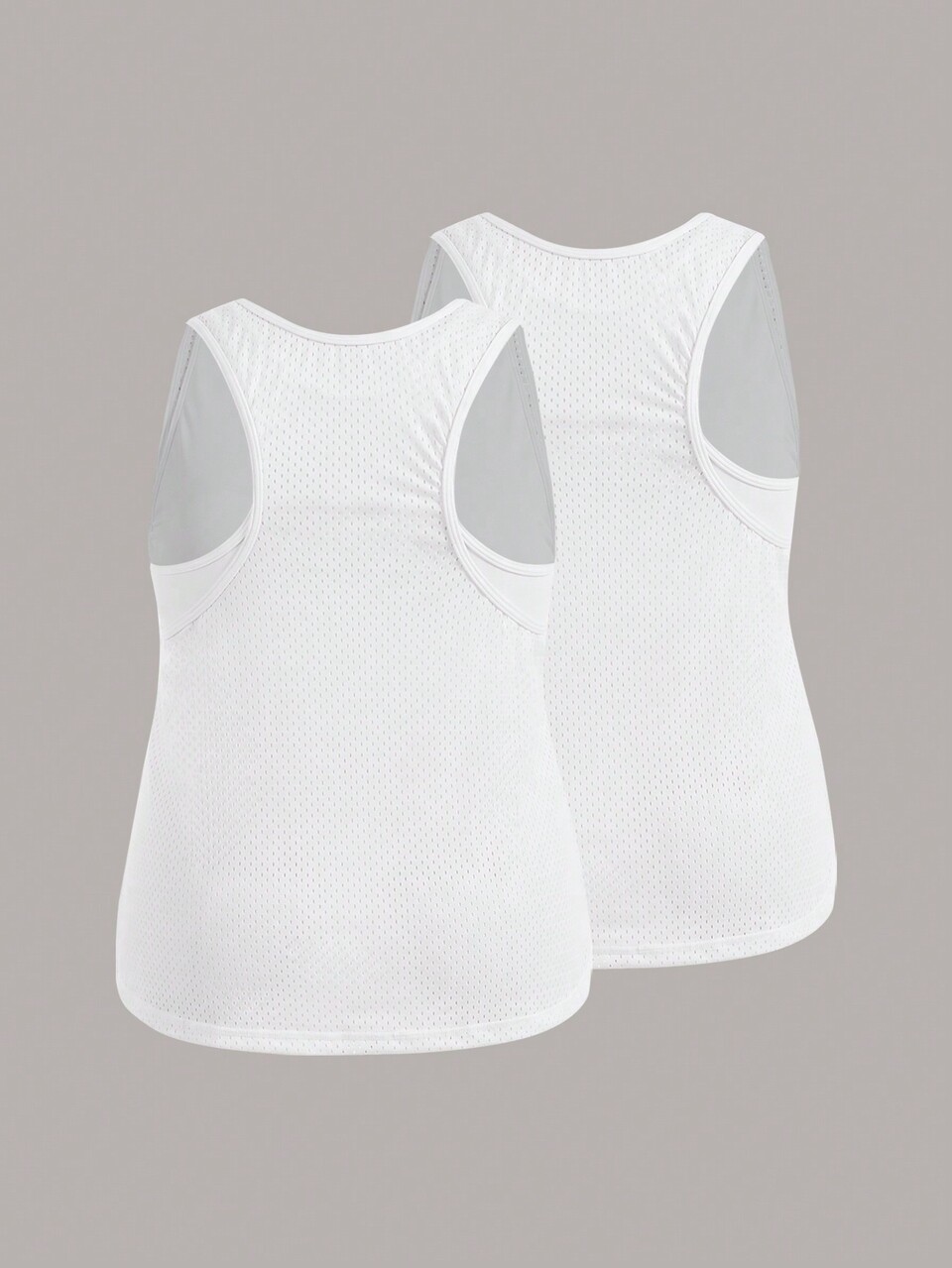 Plus Size Solid Color Mesh Sports Tank Top