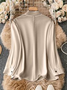 DreamSkyne 女式加大號打結通勤襯衫