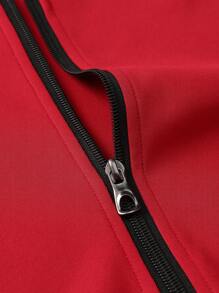 New Men's Jacket Autumn/Winter Sports Outwear Casual Outdoor Running Wear, Fashion Personalized Zipper Front Retro European & American Street Style Printed Men Clothing - Red - View 6