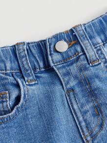 SHEIN Young Girl Casual Mid-Rise Butterfly Printed Jeans - Light Wash - View 3