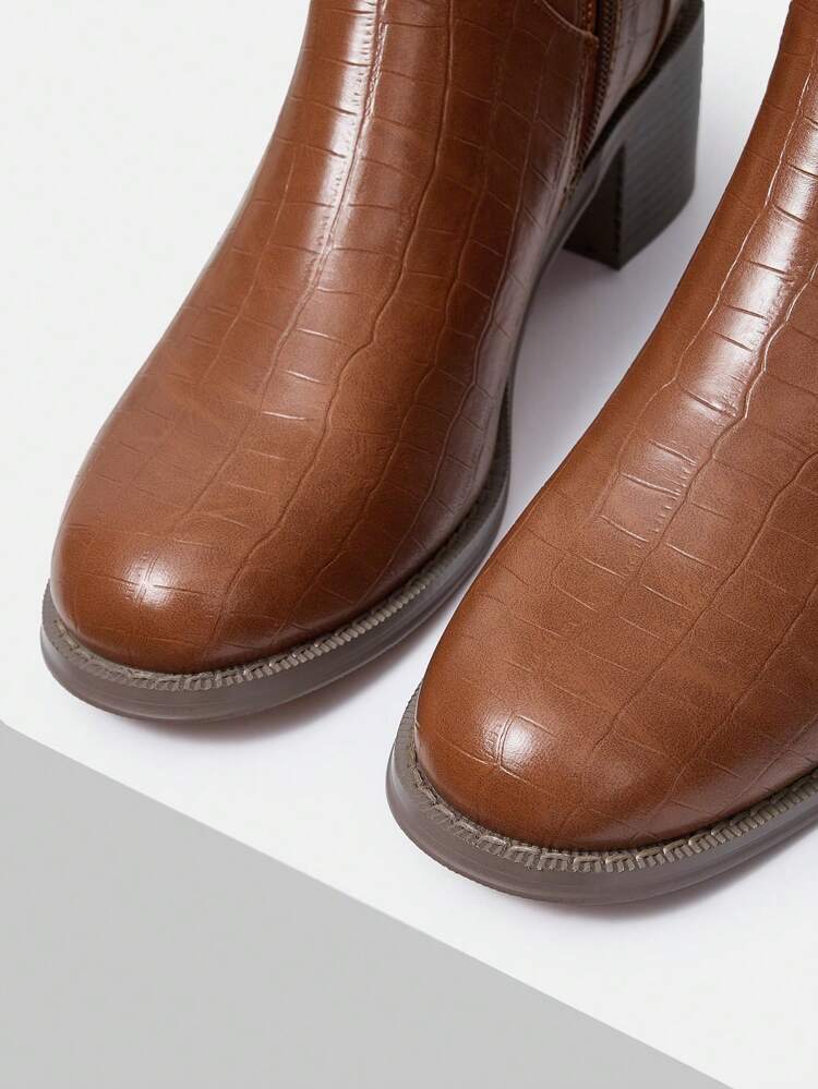 WOMEN'S ROUND TOE SQUARE HEEL COMFORTABLE ANKLE BOOTS AND SHORT BOOTS