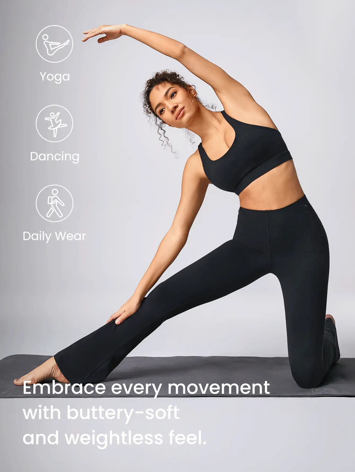 GLOWMODE 30" Featherfit™修身顯瘦工作室喇叭褲,帶拉鍊口袋 - 黑色 - 查看 5