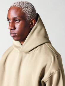 SUMWON Regular Fit Essential Overhead Hoodie - Khaki - View 3