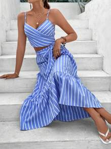 SHEIN VCAY Sọc Giải trí 2 cái/bộ - Màu xanh lam - Xem 6