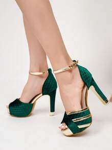 Women's Unique Shape High Heel Waterproof Platform Fashion Versatile Party Event Pumps
