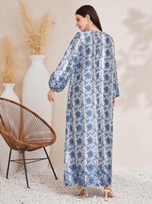 Al Najma Váy kiểu Ả Rập tay áo lồng in toàn thân dành cho nữ - Nhiều màu - Xem 2