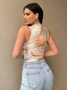 Siren Gaze Damen elegantes Batik-Muster gerafftes figurbetontes Camisole-Top, Sommer - Verschiedenfarbig - Übersicht 2