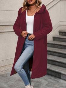 SHEIN LUNE 女士羊毛连帽加厚棉服外套冬季 - 彩色 - 查看 5