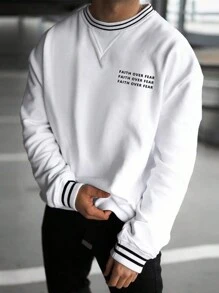 男士休闲时尚百搭运动衫 - 白色 - 查看 1