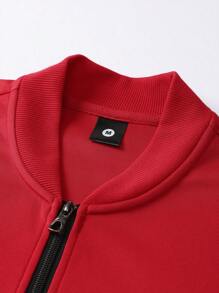 Chaqueta de manga larga para hombre estilo rave, nueva chaqueta deportiva de primavera y otoño, casual para exteriores y correr, con cremallera retro de estilo europeo y americano, con estampado de "Money First Prayer", adecuada para uso casual, deportes, correr y actividades al aire libre - Rojo - Ver 5