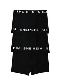 Teen Boy 3pcs Letter Patterned Black Boxer Briefs - Multicolor - View 2