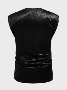 GENTILAND 男士休閒無袖背心上衣，帶有珍珠釘細節 - 黑色 - 查看 2