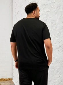 GENTILAND 男士加大尺寸 Monogram 針織休閒短袖 T 恤和褲子兩件式