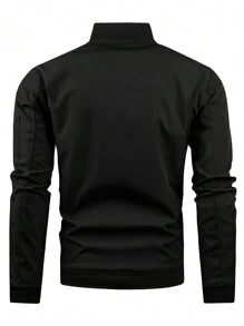 Nam Dây kéo mặt trước Áo khoác - màu đen - Xem 2