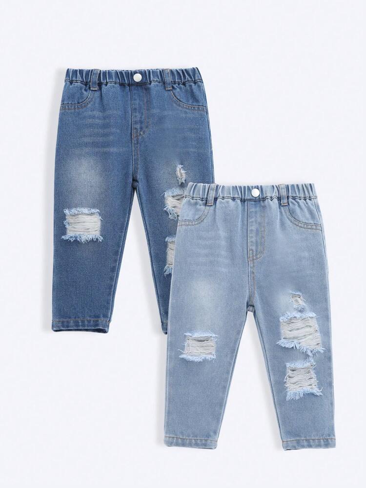 Infant Boys' Multicolor Casual Tapered Jeans With Distressed Details