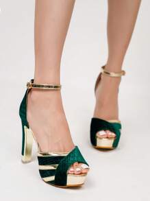 Women's Unique Shape High Heel Waterproof Platform Fashion Versatile Party Event Pumps